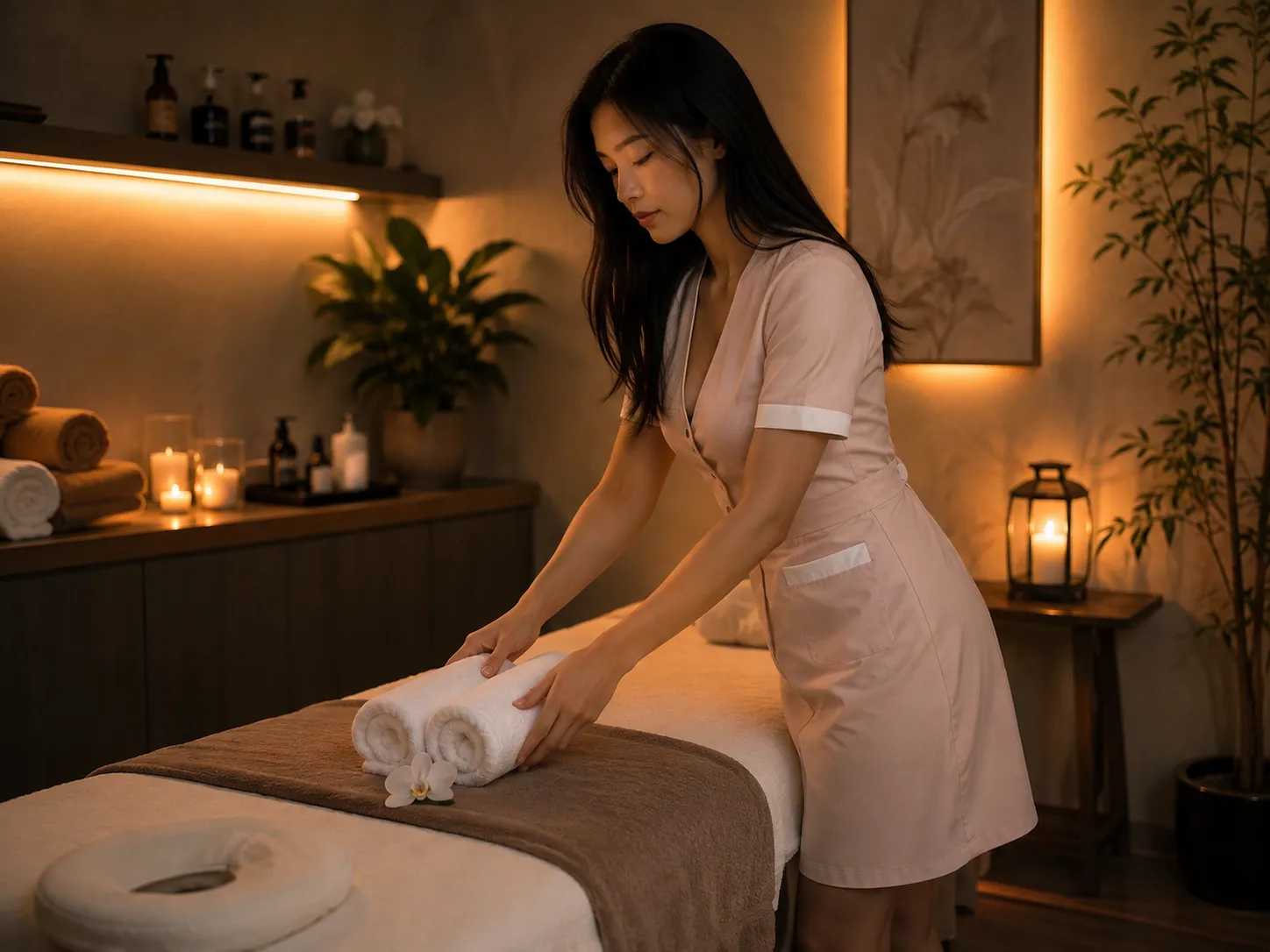 Calm professional massage treatment in a spa