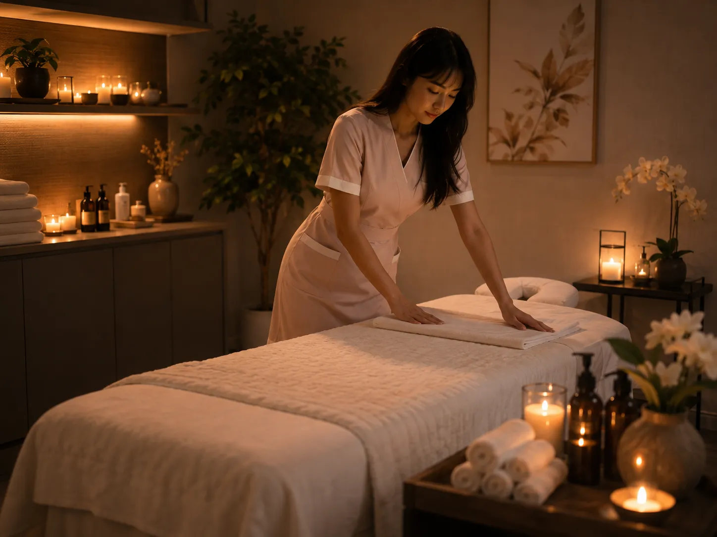 Spa towels and relaxation details